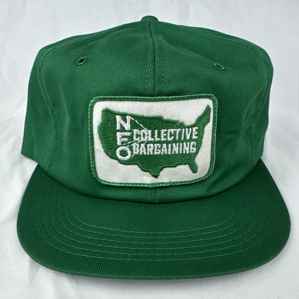 Vintage 80s NFO Collective Bargaining Farm Trucker Hat K-Brand USA Snapback